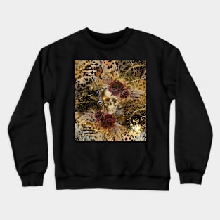 Skull with roses and leopard pattern Crewneck Sweatshirt